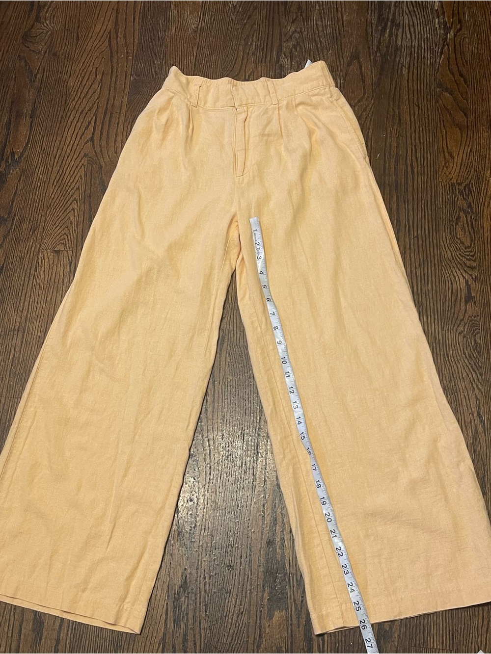 Abercrombie & Fitch Peach Wide Leg Linen-Blend Pants - Picture 8 of 10